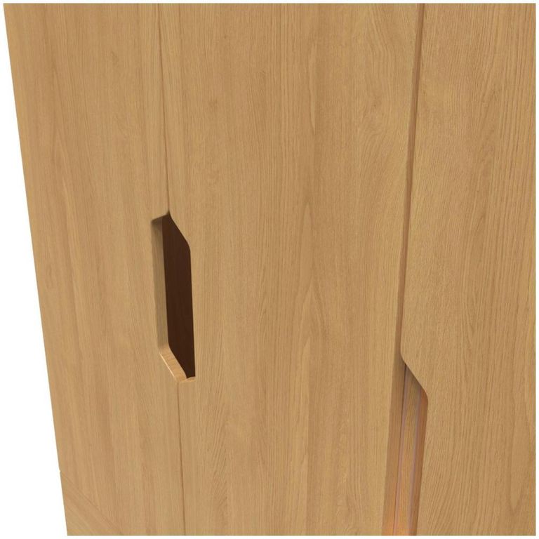 Bella Oak Effect 3 Door Triple Wardrobe - LHF 2 Drawers
