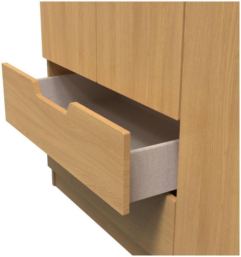 Bella Oak Effect 3 Door Triple Wardrobe - LHF 2 Drawers