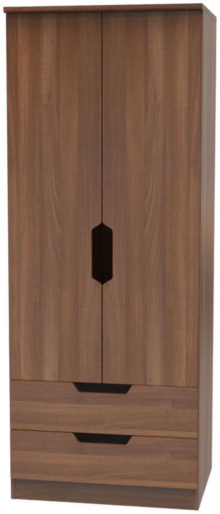 Bella Walnut Effect 2 Door 2 Drawer Double Wardrobe