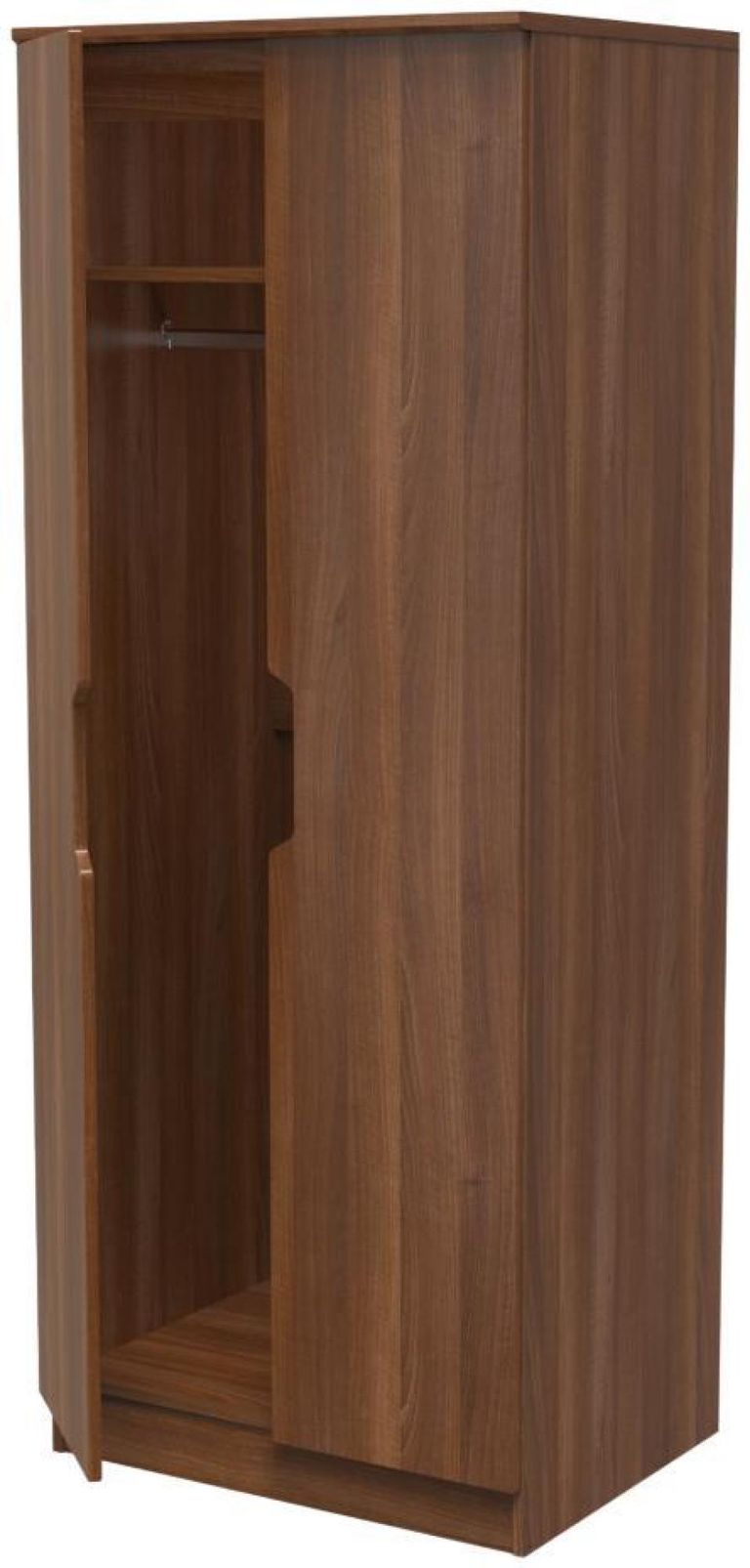 Bella Walnut Effect 2 Door Plain Tall Wardrobe