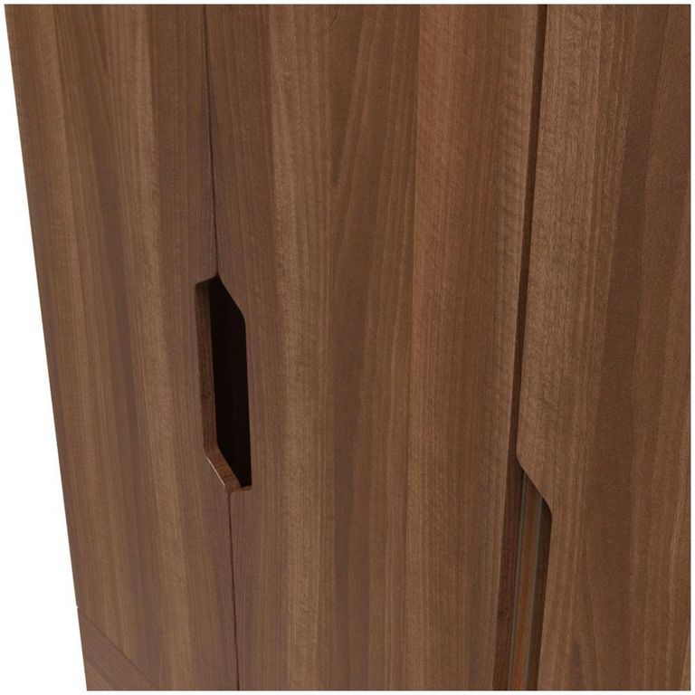 Bella Walnut Effect 3 Door Triple Wardrobe - LHF 2 Drawers