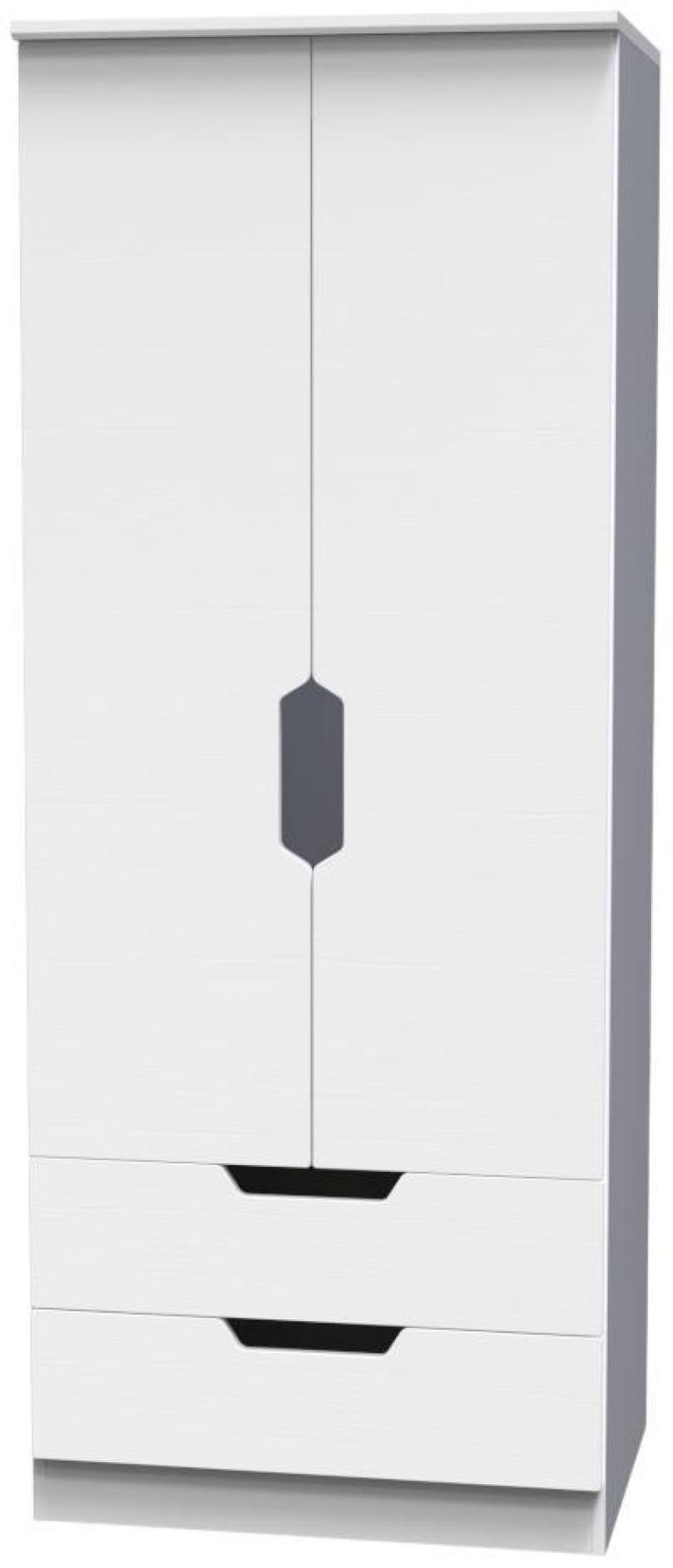 Bella White 2 Door 2 Drawer Double Wardrobe