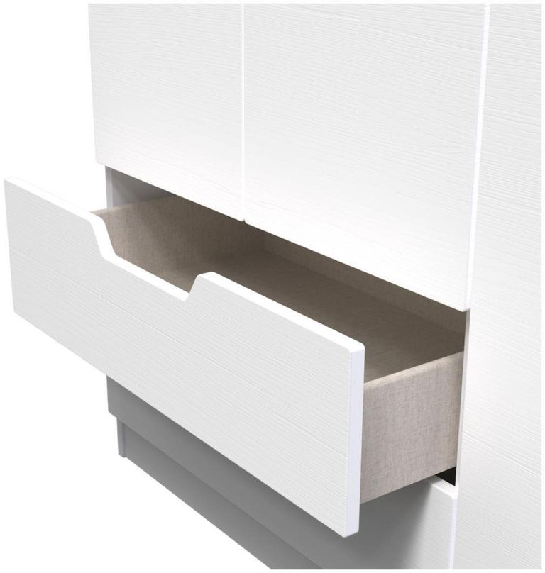 Bella White 3 Door Triple Wardrobe - LHF 2 Drawers