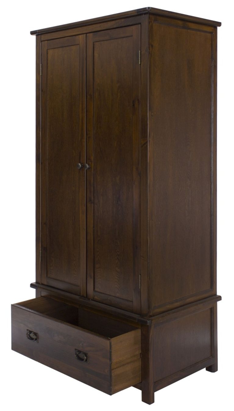 Boston Dark Wood 2 Door 1 Drawer Wardrobe