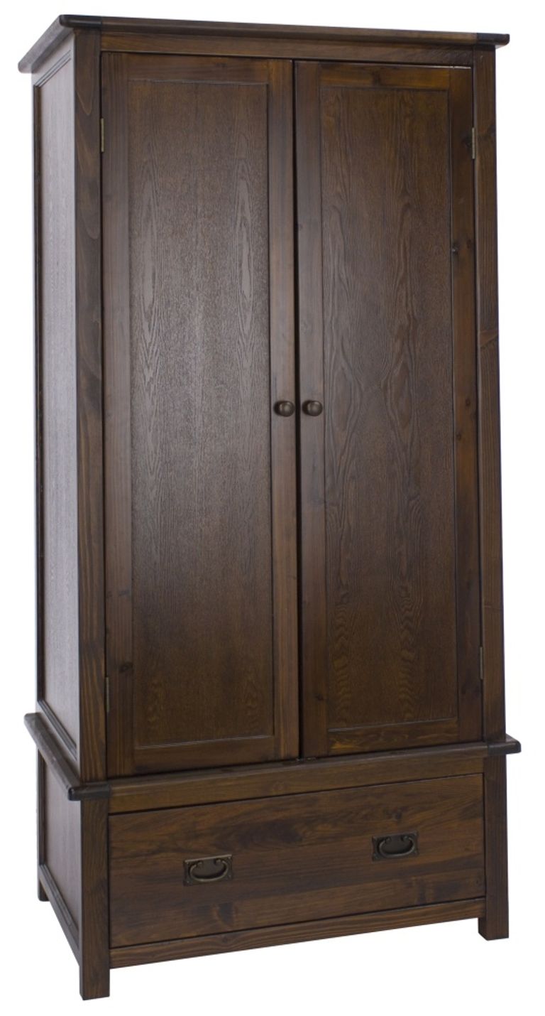 Boston Dark Wood 2 Door 1 Drawer Wardrobe