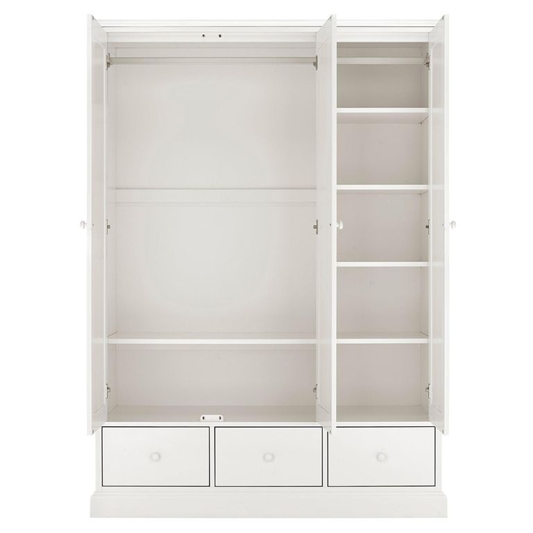Ashby White Wardrobe - 3 Door Combi