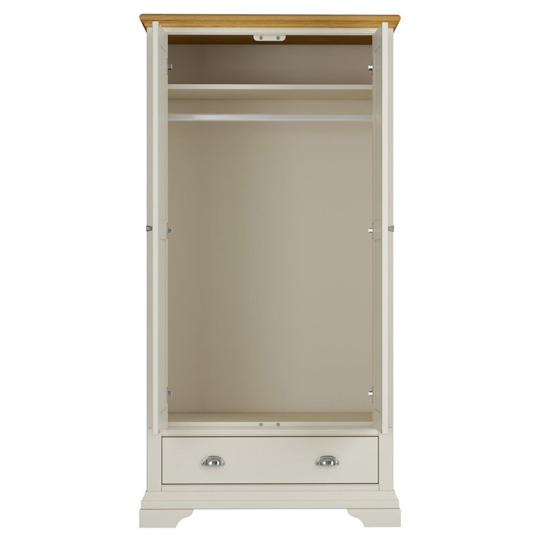Hampstead Soft Grey & Pale Oak Wardrobe - 2 Door Combi