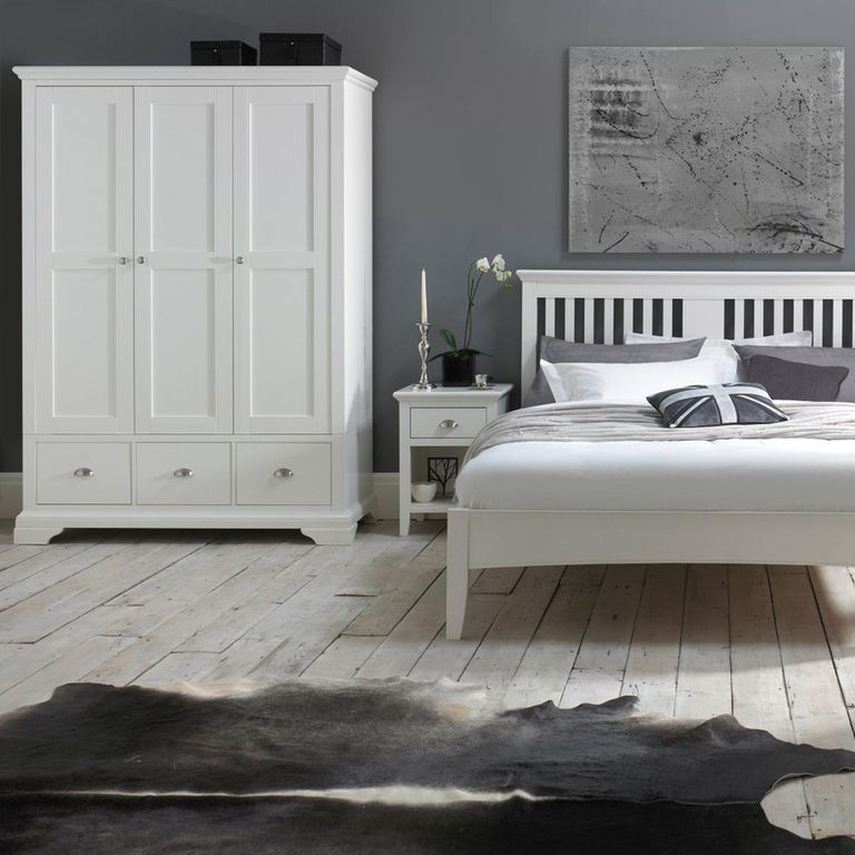 Hampstead White Wardrobe - 3 Door - 3 Drawer