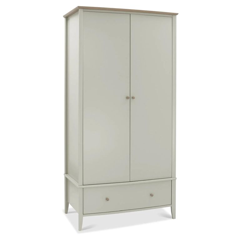Whitby Scandi Oak & Soft Grey Wardrobe - 2 Door Combi