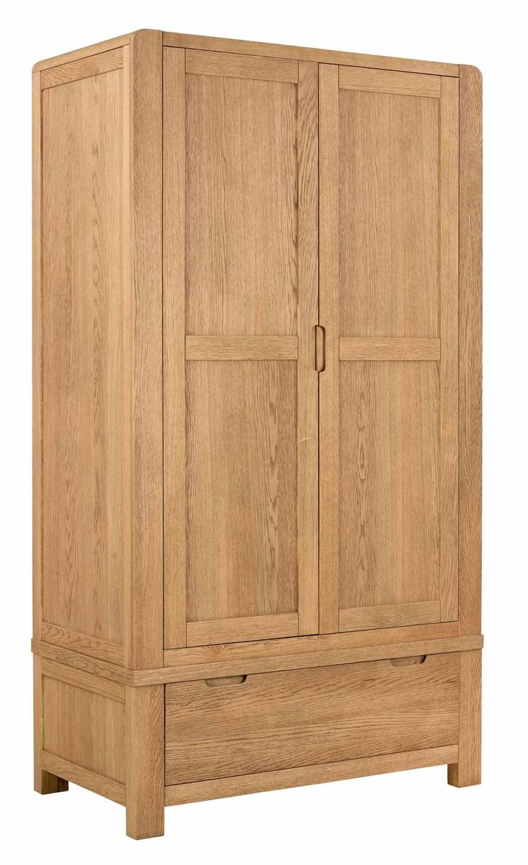 Bergen Double Wardrobe - 2 Door - 1 Drawer - Oak