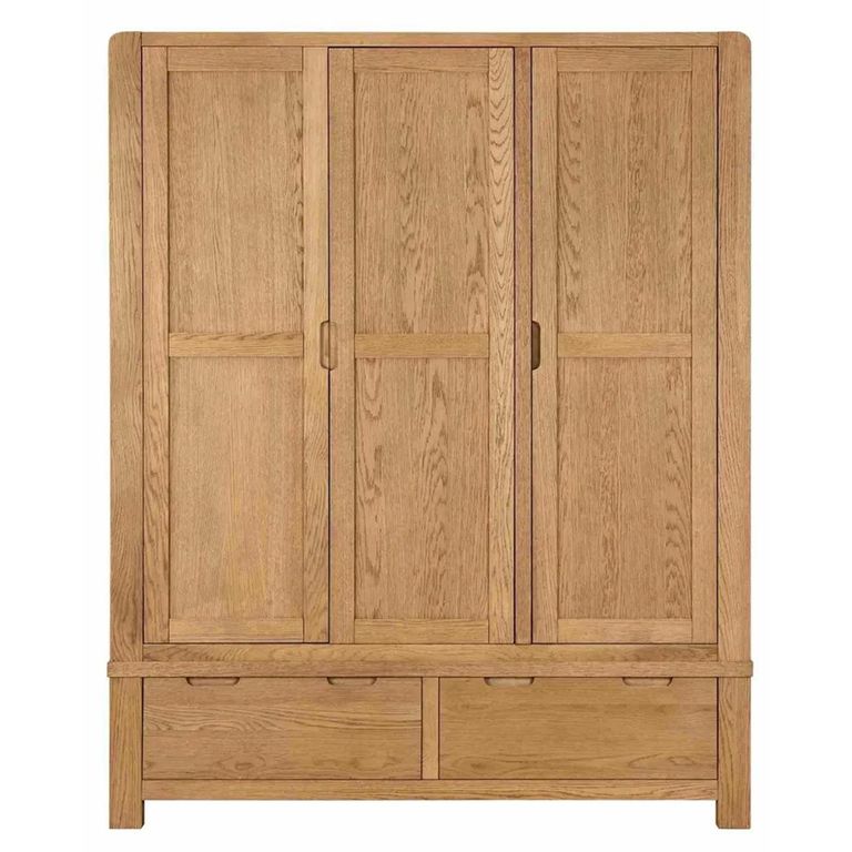 Bergen Wardrobe - 3 Door - 2 Drawer - Oak