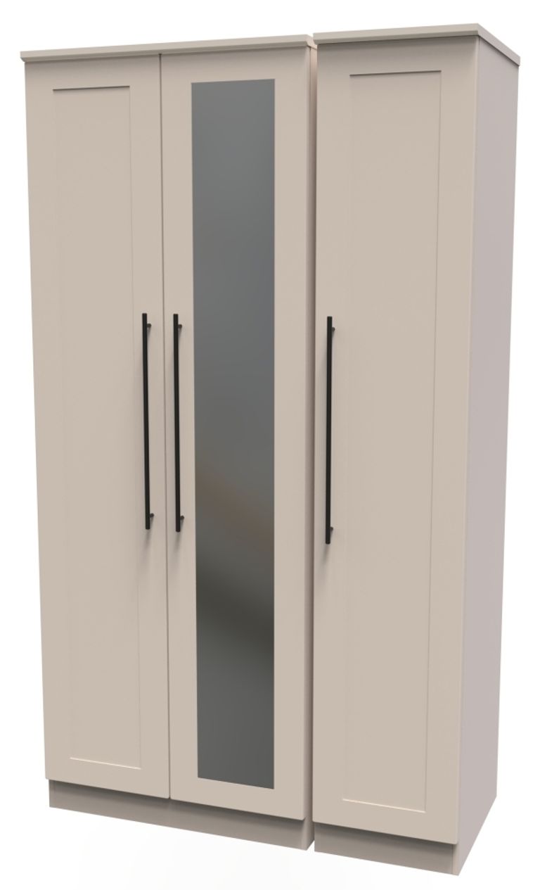 Beverley Cashmere 3 Door Tall Triple Wardrobe - 1 Mirror