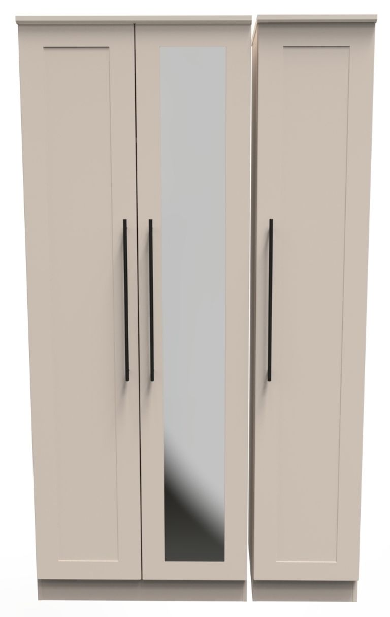 Beverley Cashmere 3 Door Tall Triple Wardrobe - 1 Mirror