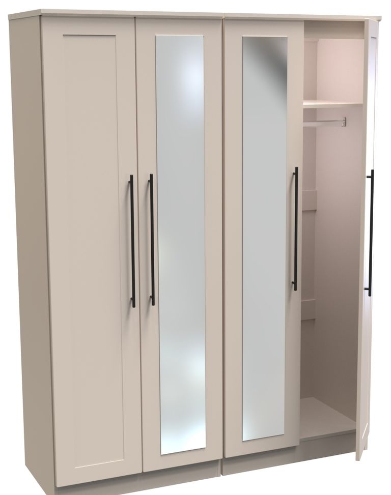 Beverley Cashmere 4 Door Tall Mirror Wardrobe