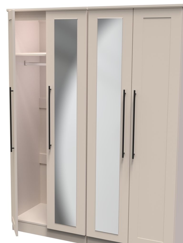 Beverley Cashmere 4 Door Tall Mirror Wardrobe