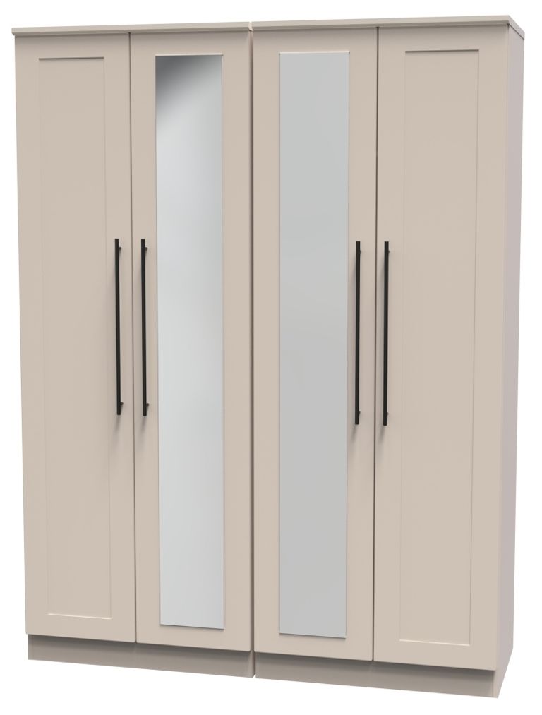 Beverley Cashmere 4 Door Tall Mirror Wardrobe