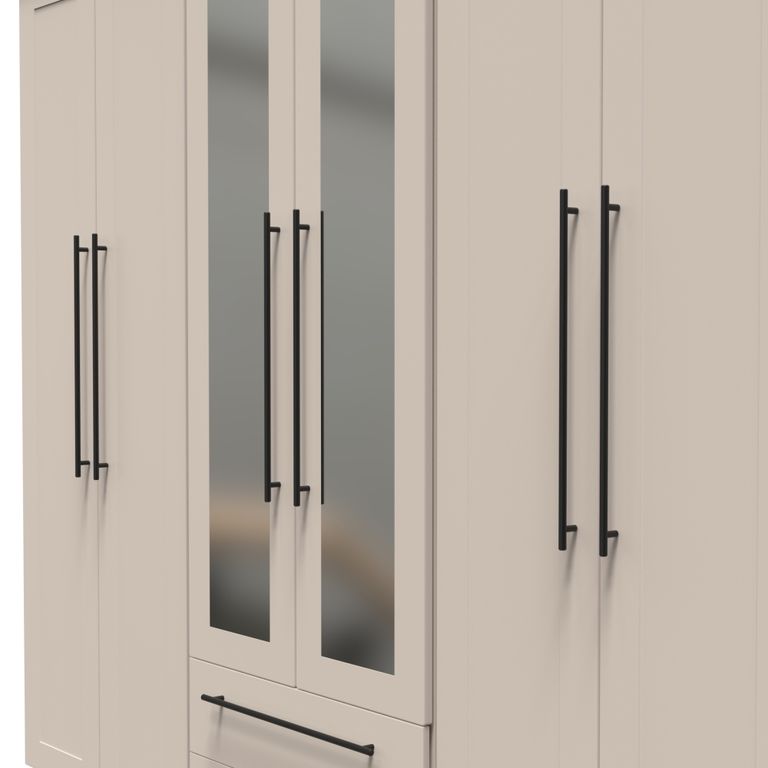 Beverley Cashmere 6 Door Tall Mirror Combi Wardrobe