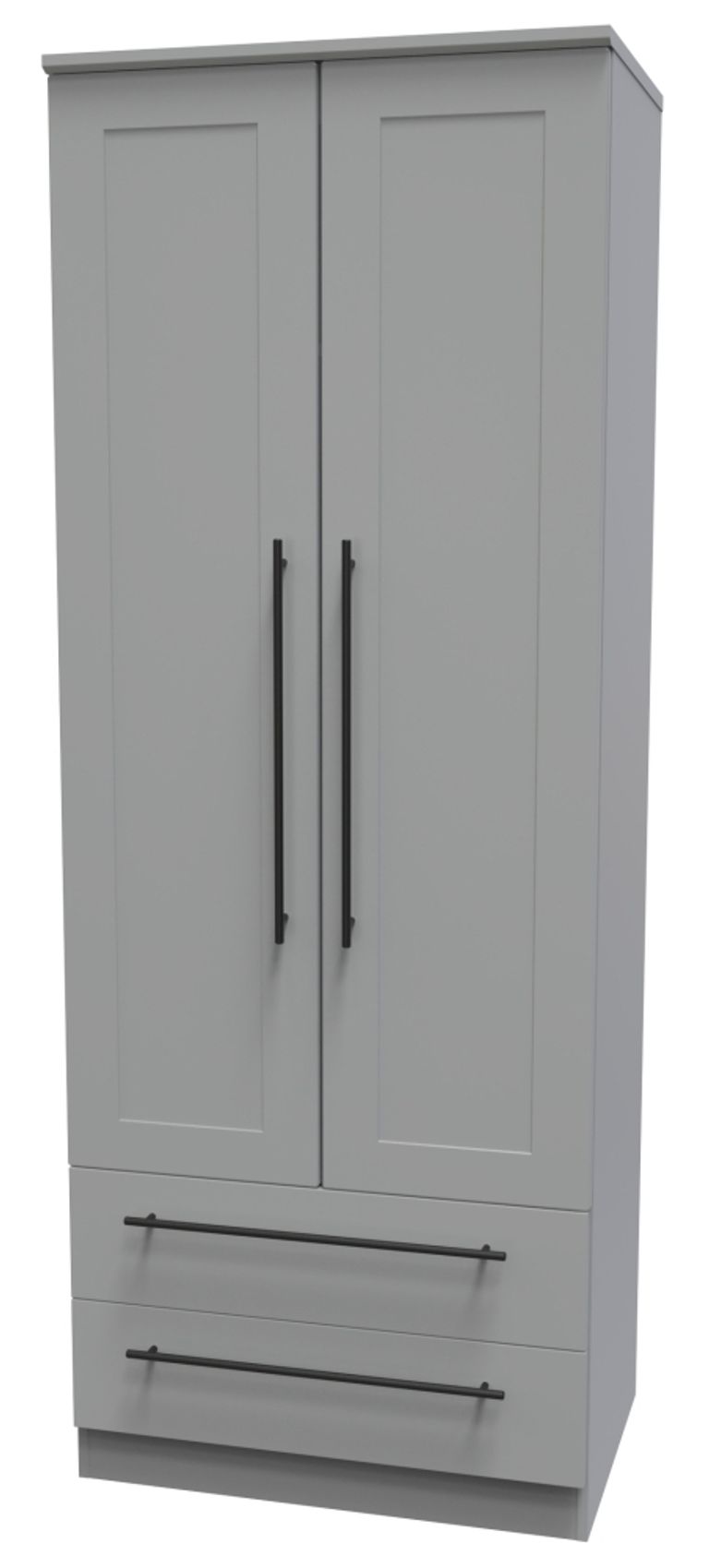 Beverley Grey 2 Door 2 Drawer Tall Wardrobe
