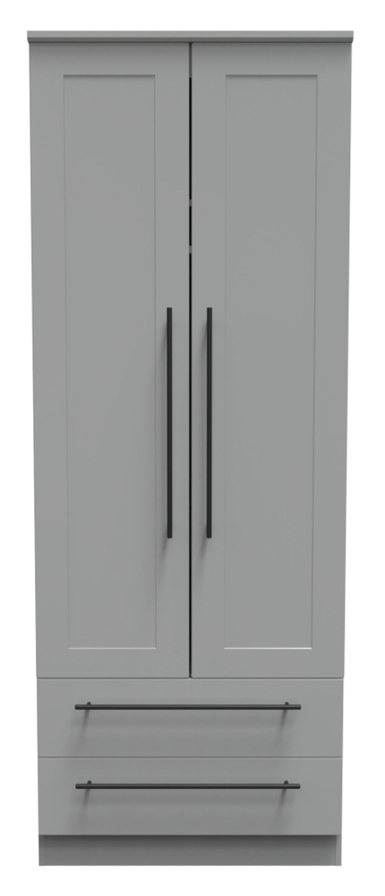 Beverley Grey 2 Door 2 Drawer Tall Wardrobe