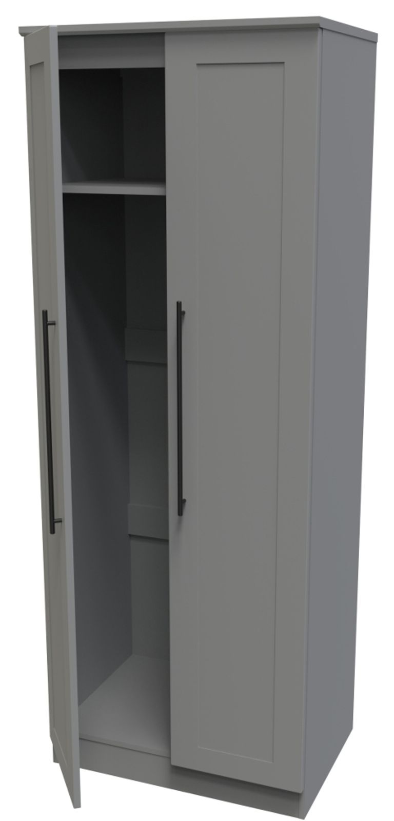 Beverley Grey 2 Door Plain Tall Wardrobe
