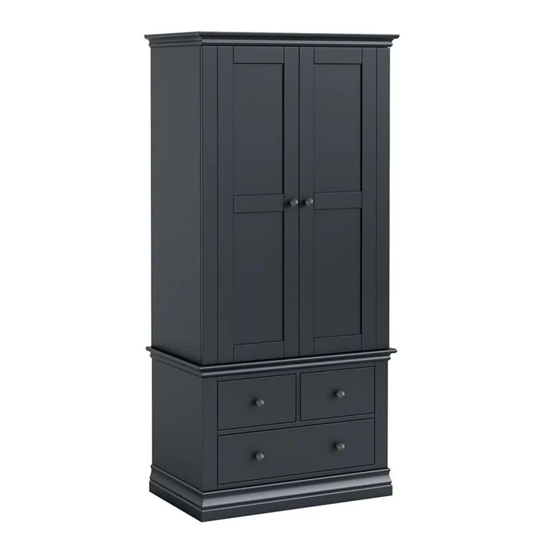 Bordeaux Wardrobe - 2 Door - 3 Drawer - Charcoal
