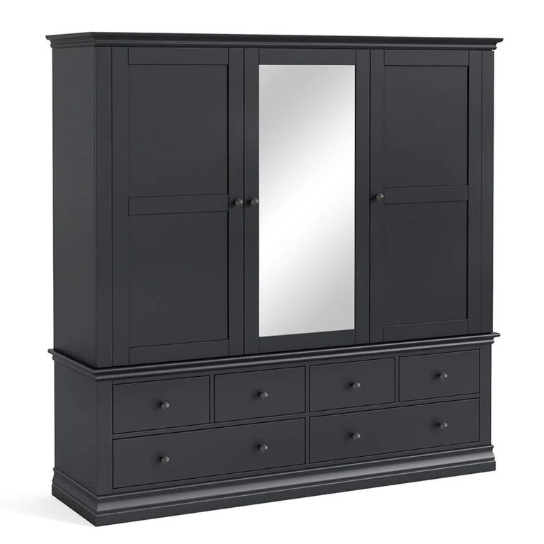 Bordeaux Combi Wardrobe - 3 Door - Charcoal