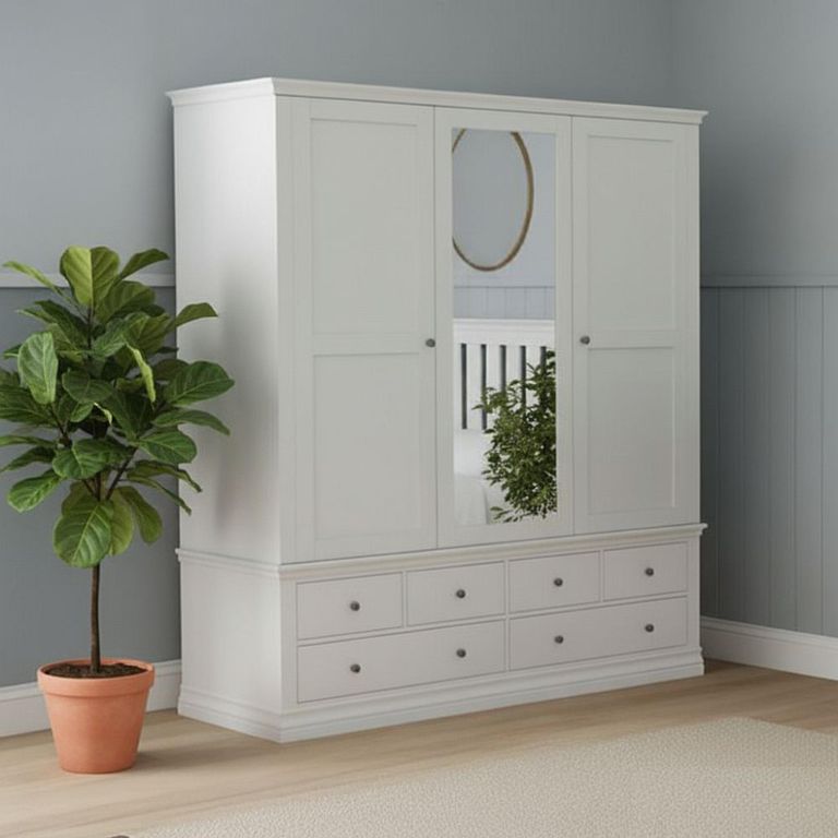 Bordeaux Combi Wardrobe - 3 Door - White