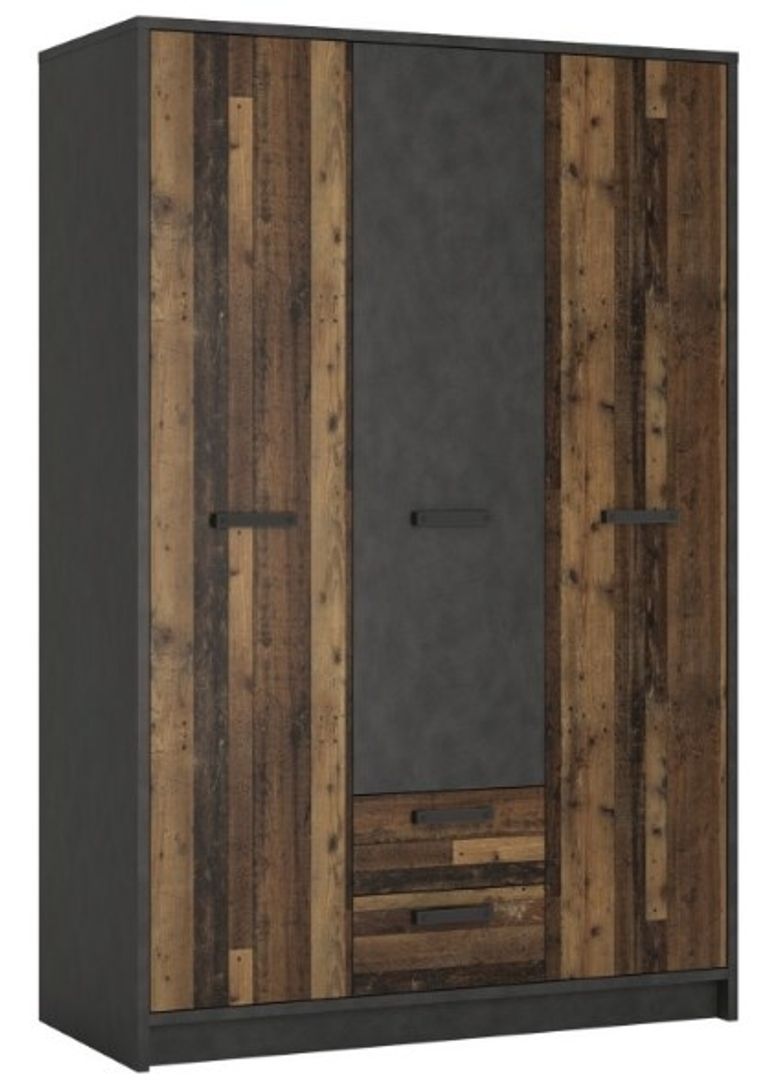 Brooklyn Rustic 3 Door 2 Drawer Wardrobe