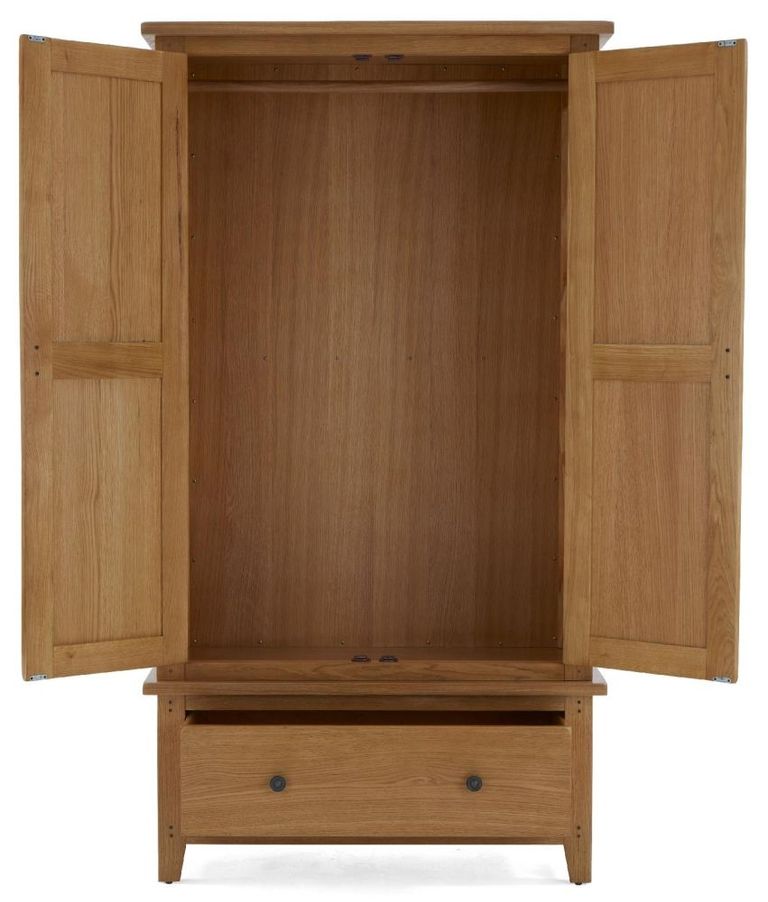 Burford Double Wardrobe - 2 Door - 1 Drawer - Oak