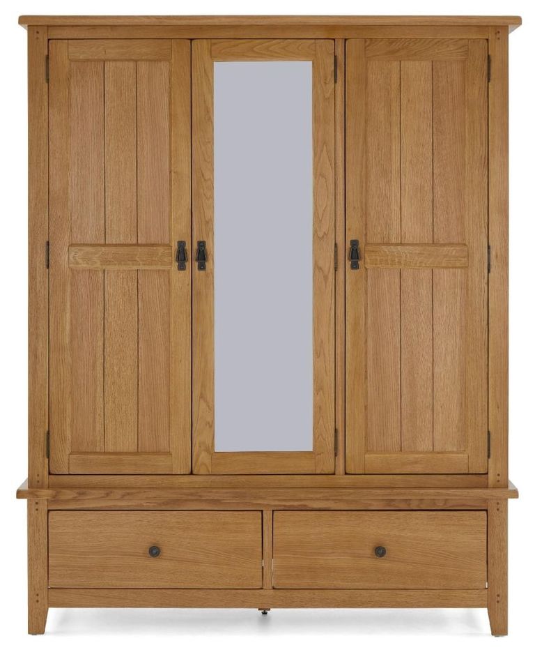 Burford Combi Wardrobe - 3 Door - with Mirror - Oak