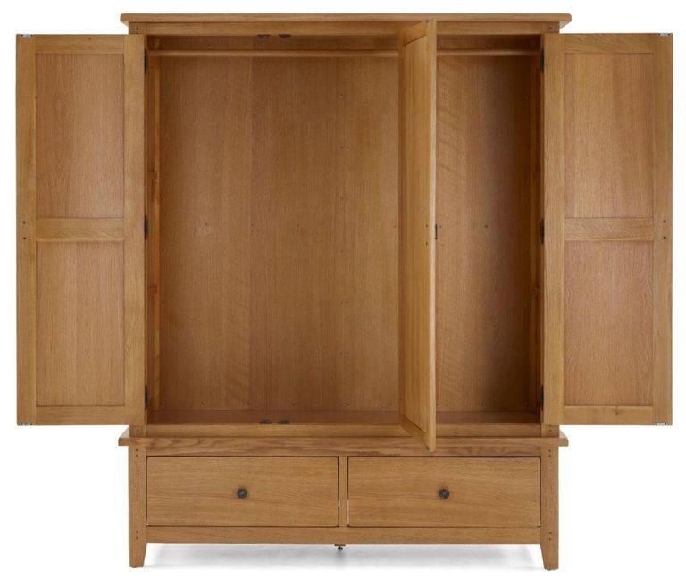 Burford Combi Wardrobe - 3 Door - with Mirror - Oak