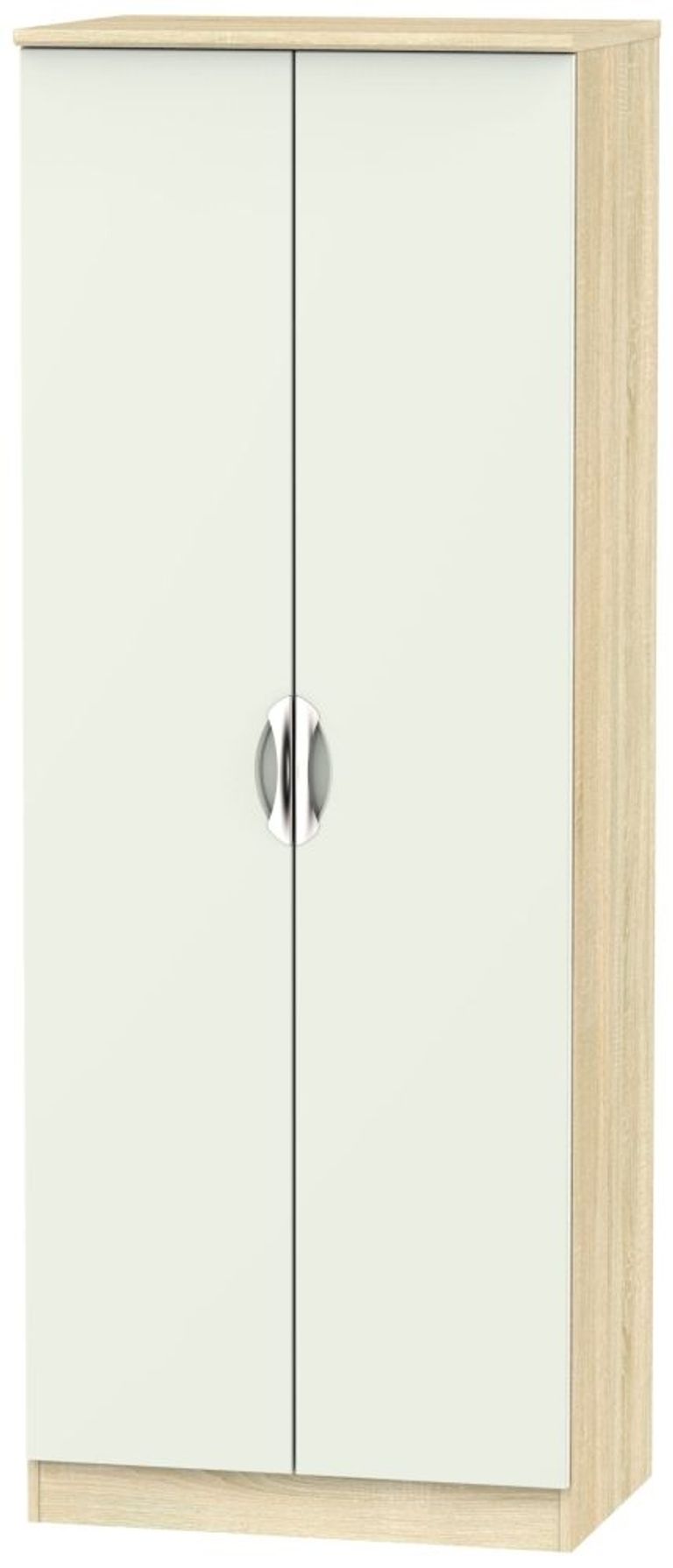 Camden 2 Door Tall Hanging Wardrobe - High Gloss Cashmere and Bardolino