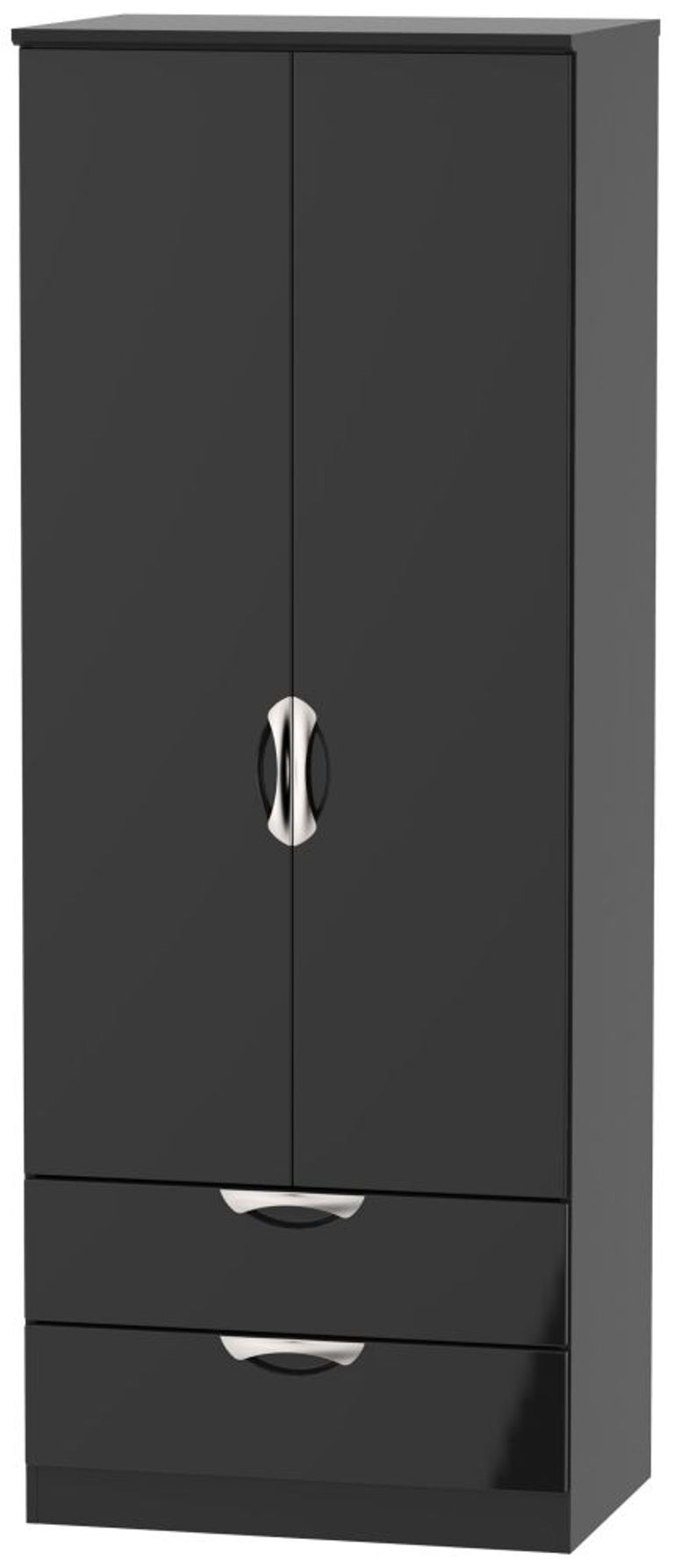 Camden Black Gloss 2 Door 2 Drawer Tall Wardrobe