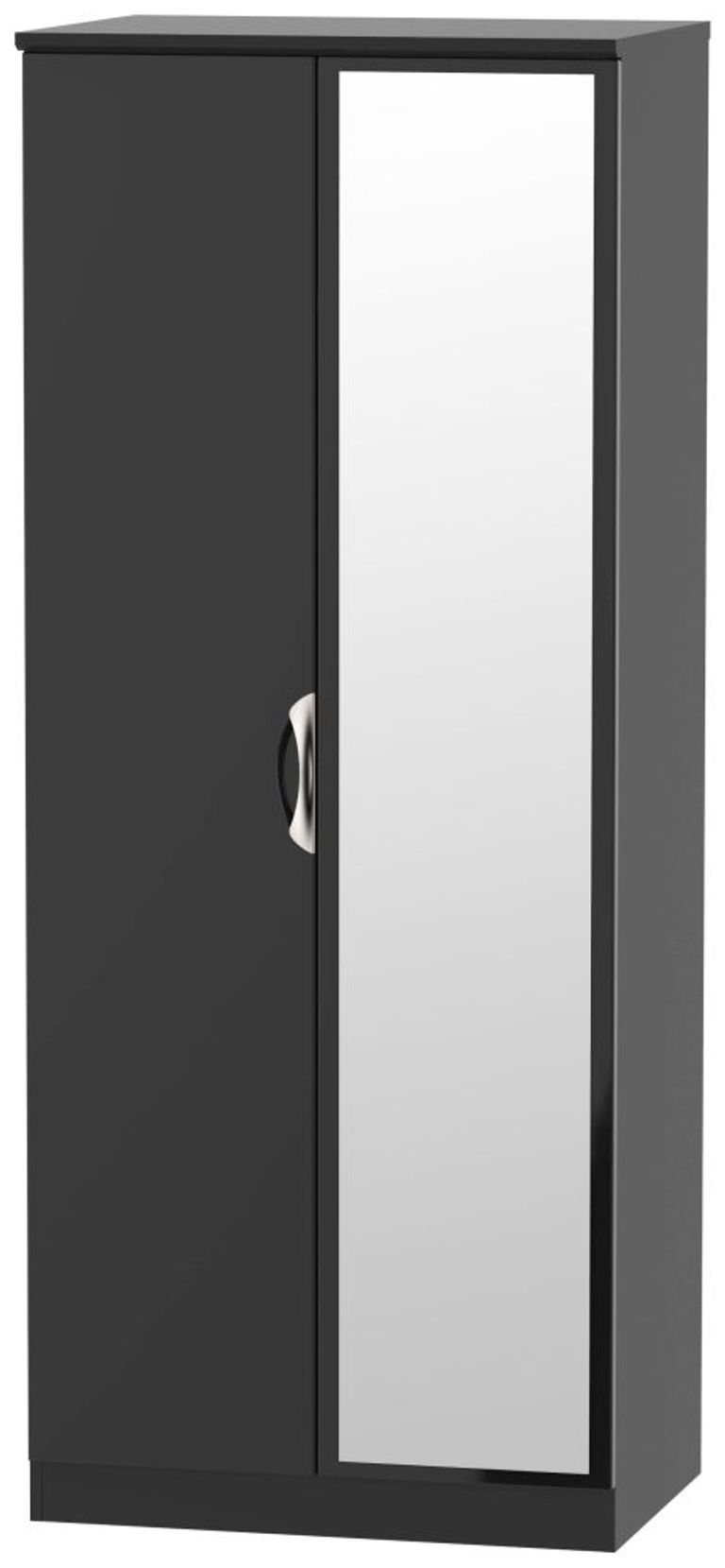 Camden Black Gloss 2 Door Wardrobe - 1 Mirror
