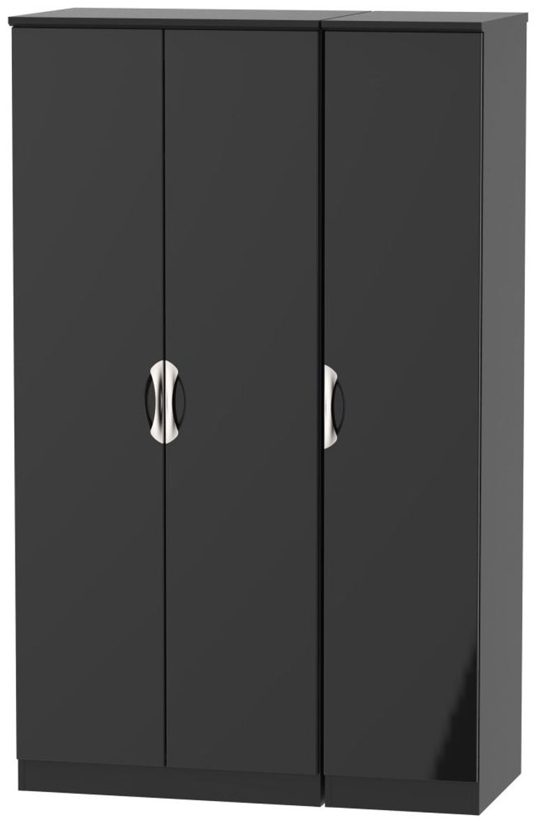 Camden Black Gloss 3 Door Triple Wardrobe