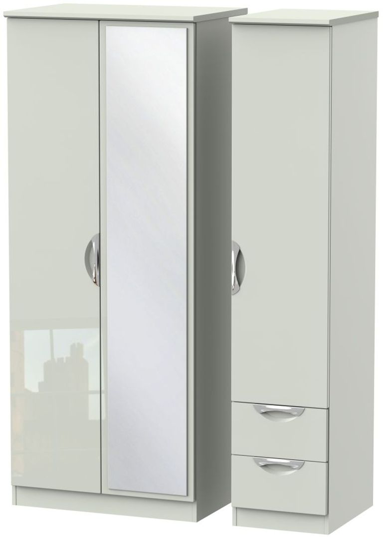 Camden Cashmere 3 Door Combi Wardrobe - 1 Mirror and RHF 2 Drawers
