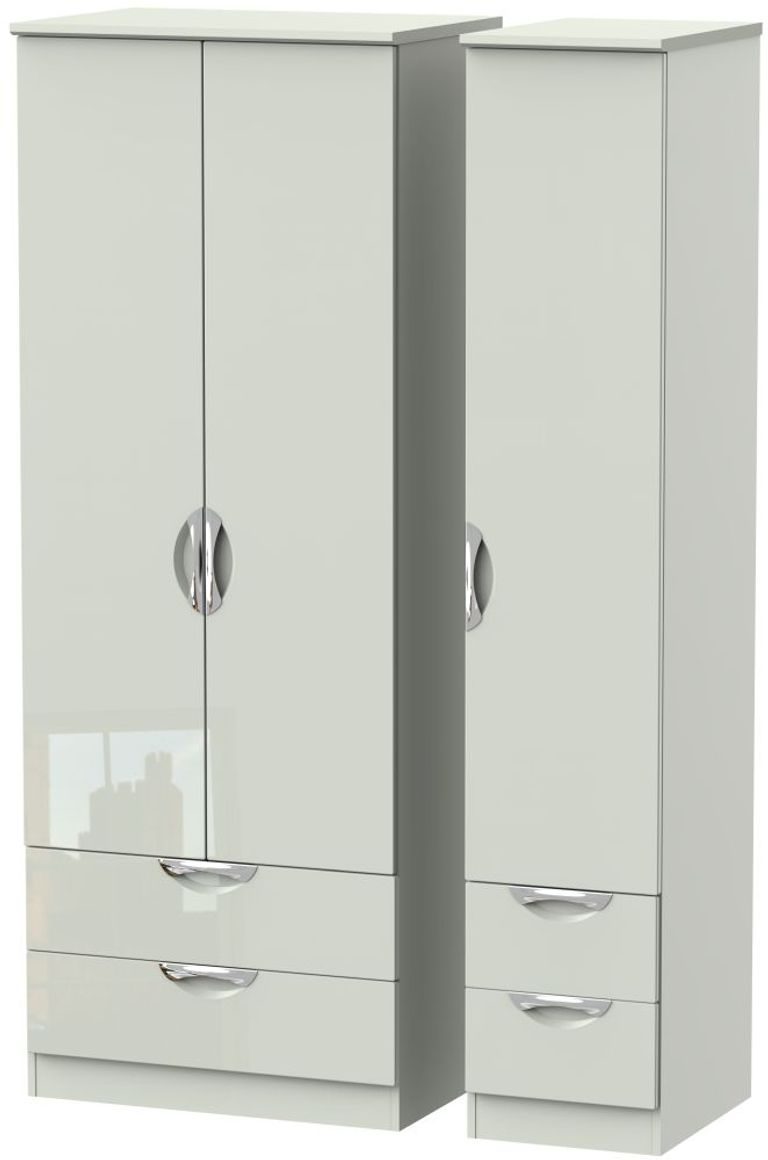 Camden Cashmere 3 Door Tall Triple Wardrobe - 4 Drawers