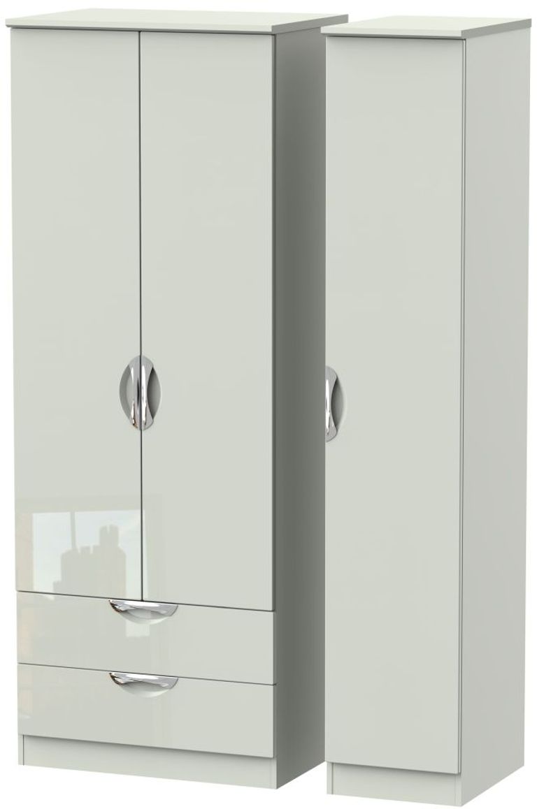 Camden Cashmere 3 Door Tall Triple Wardrobe - LHF 2 Drawers