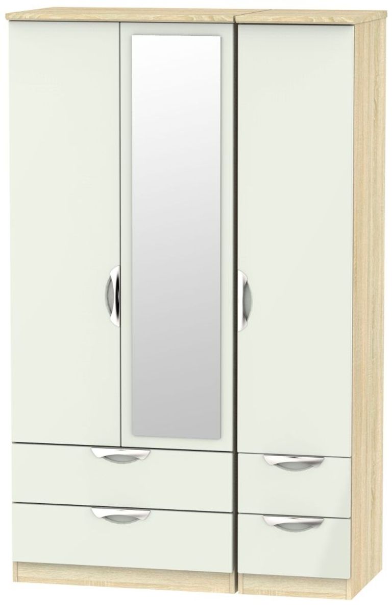 Camden Cashmere and Oak Effect 3 Door Combi Wardrobe - 1 Mirror