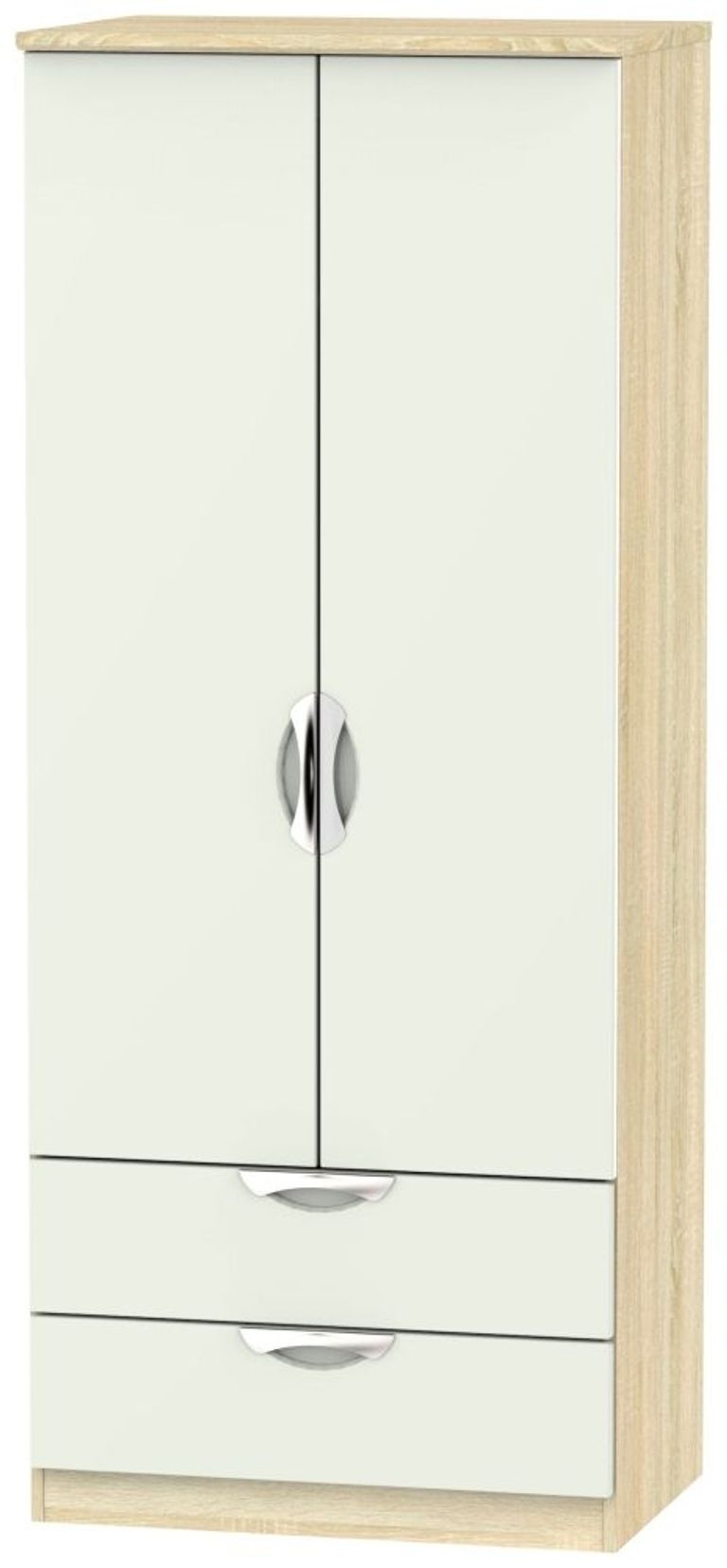 Camden Gloss Cashmere and Oak Effect 2 Door 2 Drawer Double Wardrobe