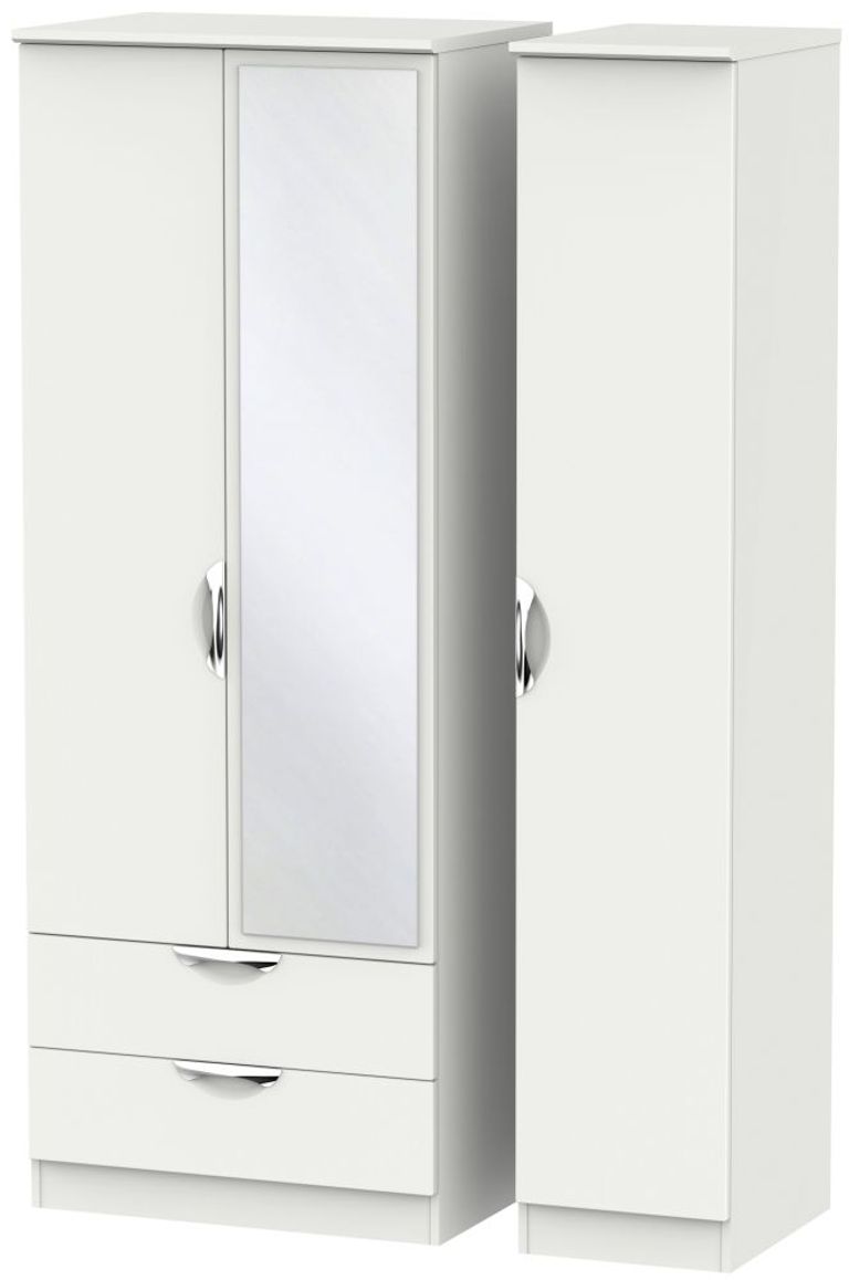 Camden Grey 3 Door Tall Combi Wardrobe - 1 Mirror and LHF 2 Drawers