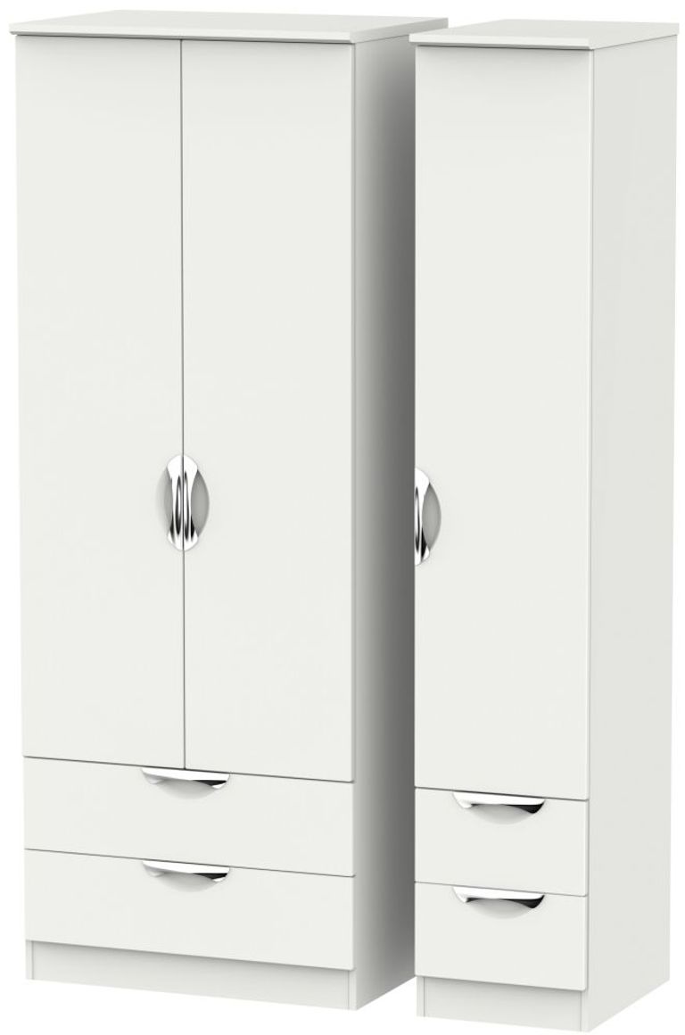 Camden Grey 3 Door Tall Triple Wardrobe - 4 Drawers
