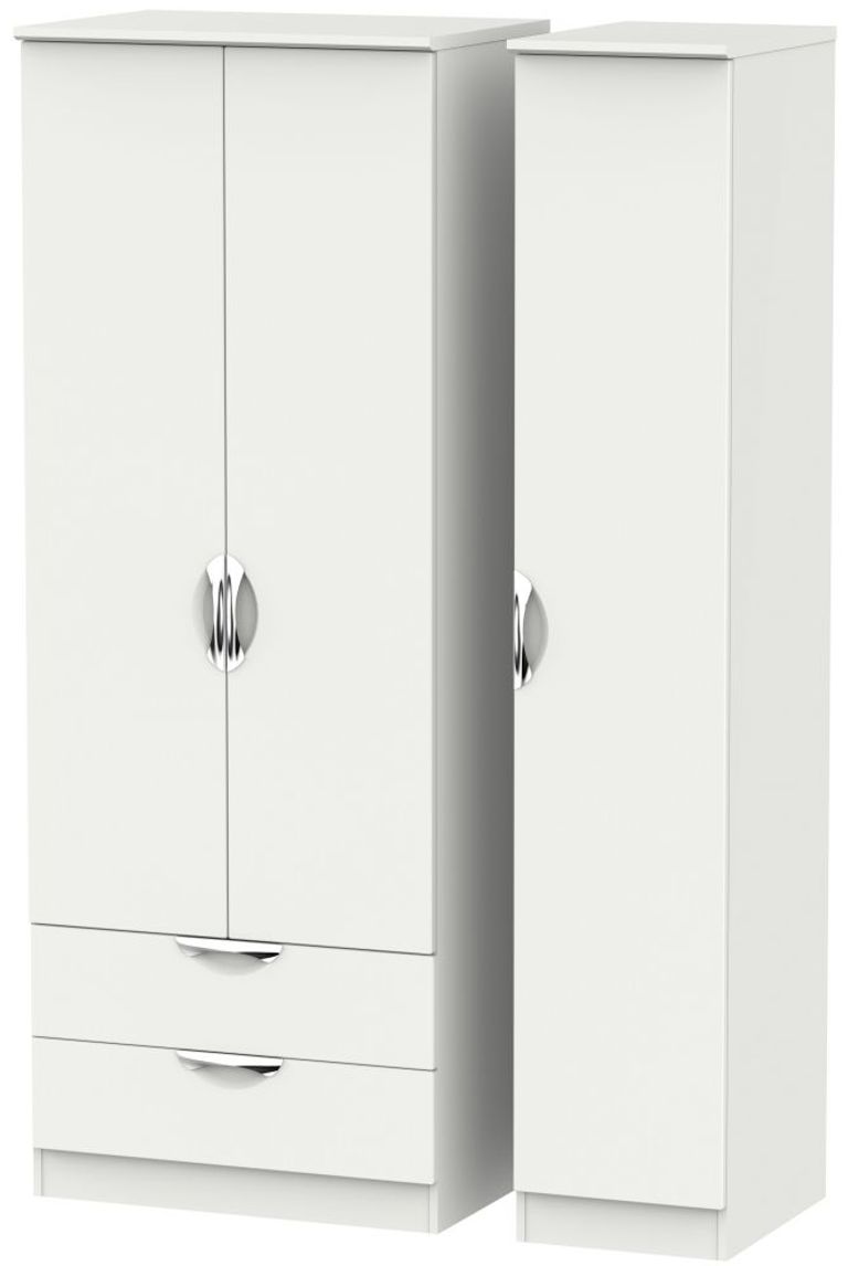 Camden Grey 3 Door Tall Triple Wardrobe - LHF 2 Drawers