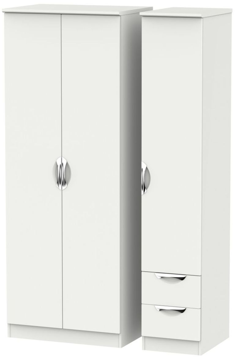Camden Grey 3 Door Tall Triple Wardrobe - RHF 2 Drawers