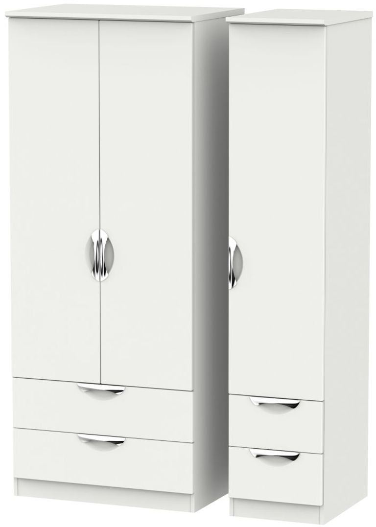 Camden Grey 3 Door Triple Wardrobe - 4 Drawers