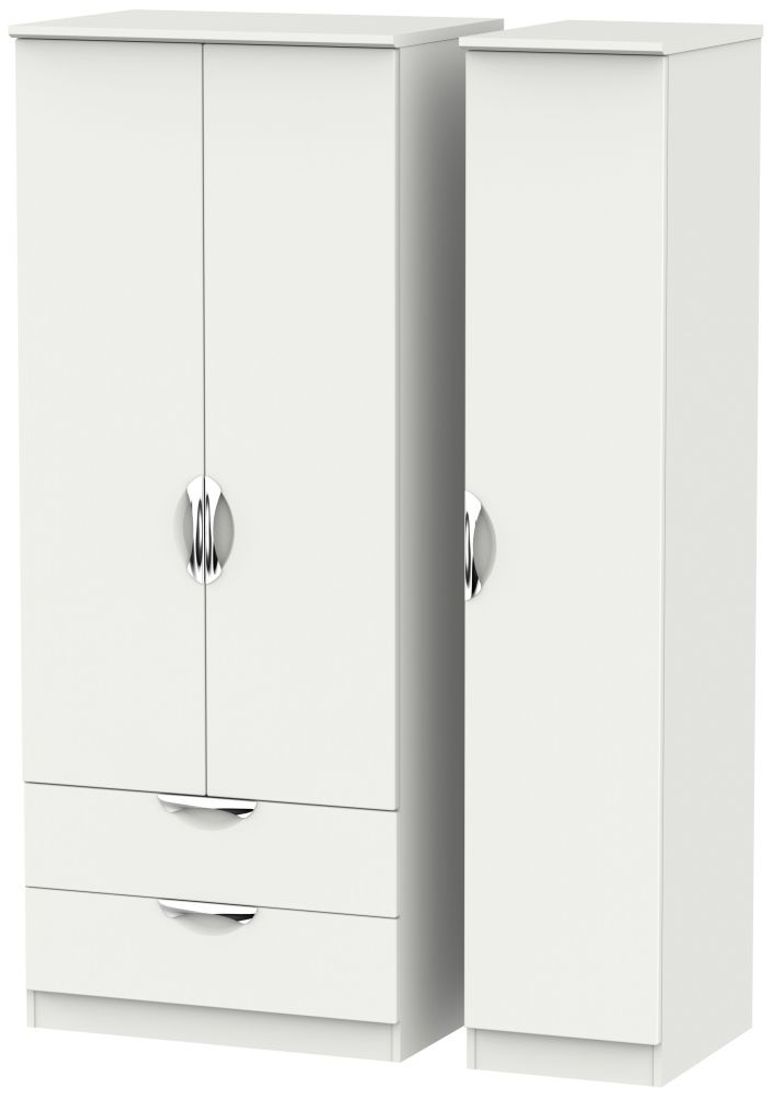 Camden Grey 3 Door Triple Wardrobe - LHF 2 Drawers