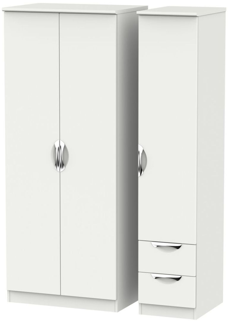 Camden Grey 3 Door Triple Wardrobe - RHF 2 Drawers