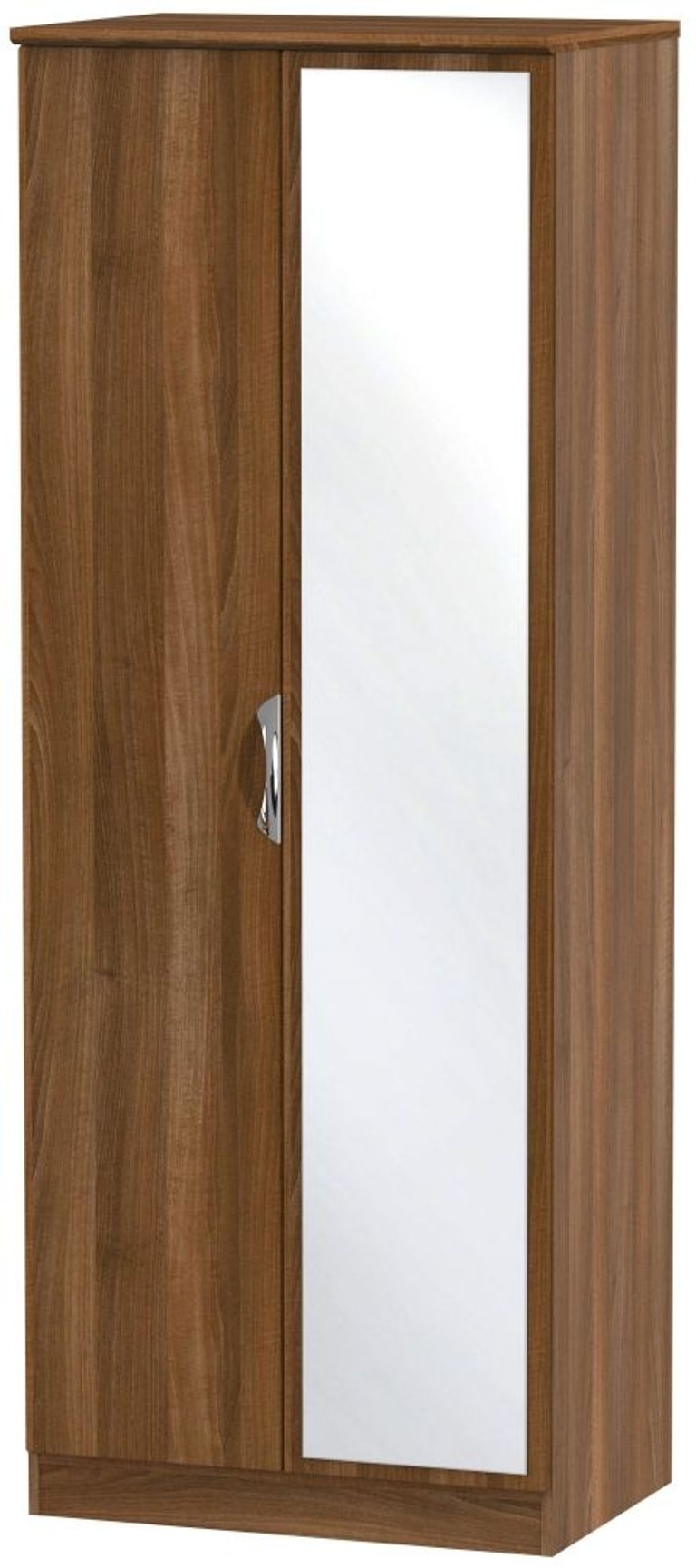 Camden Walnut Effect 2 Door Tall Wardrobe - 1 Mirror