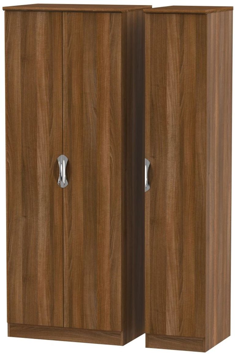 Camden Walnut Effect 3 Door Tall Triple Wardrobe