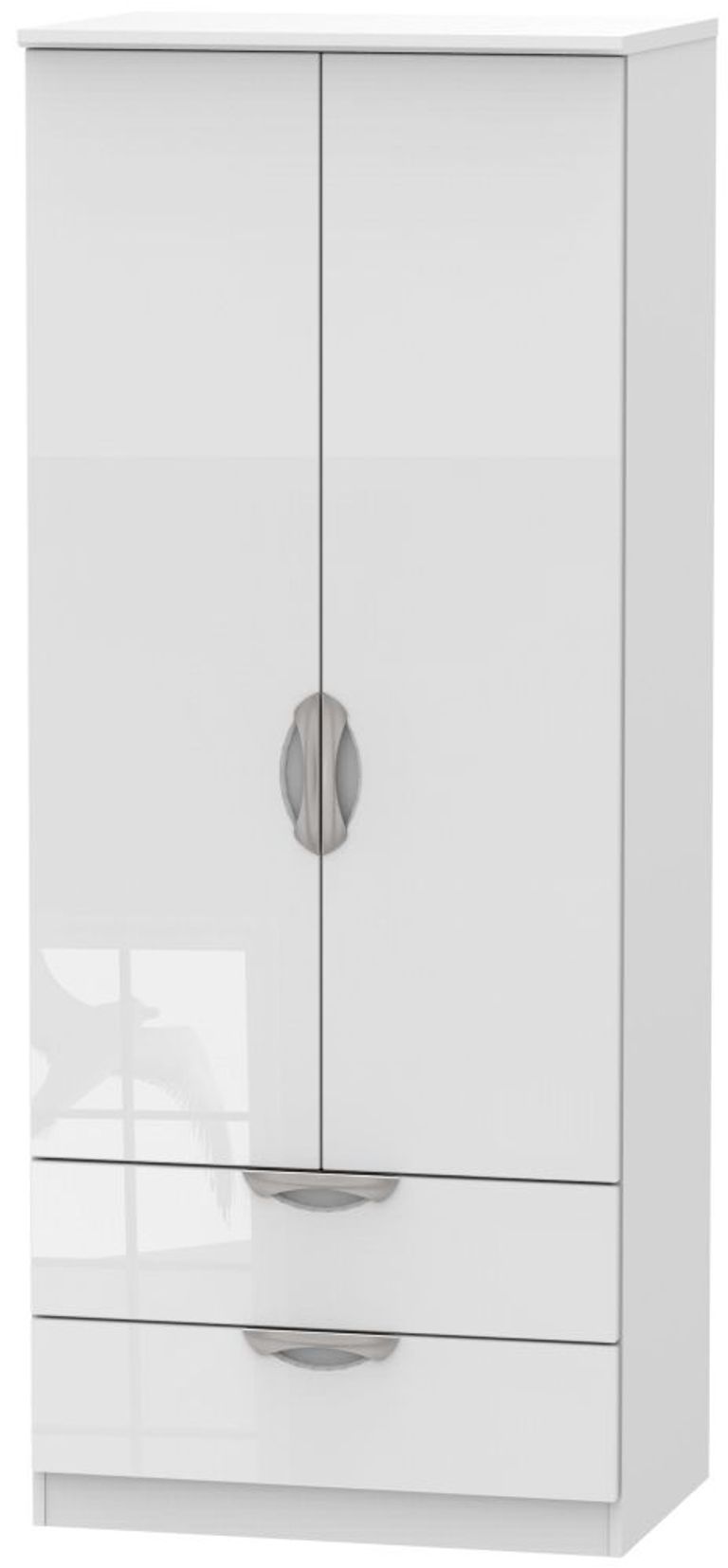Camden White Gloss 2 Door 2 Drawer Double Wardrobe
